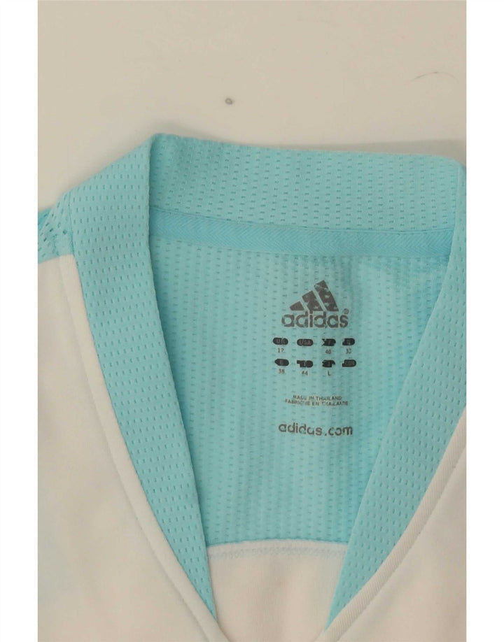 Adidas Womens Crop Vest Top UK 12 Medium Blanc Colorblock