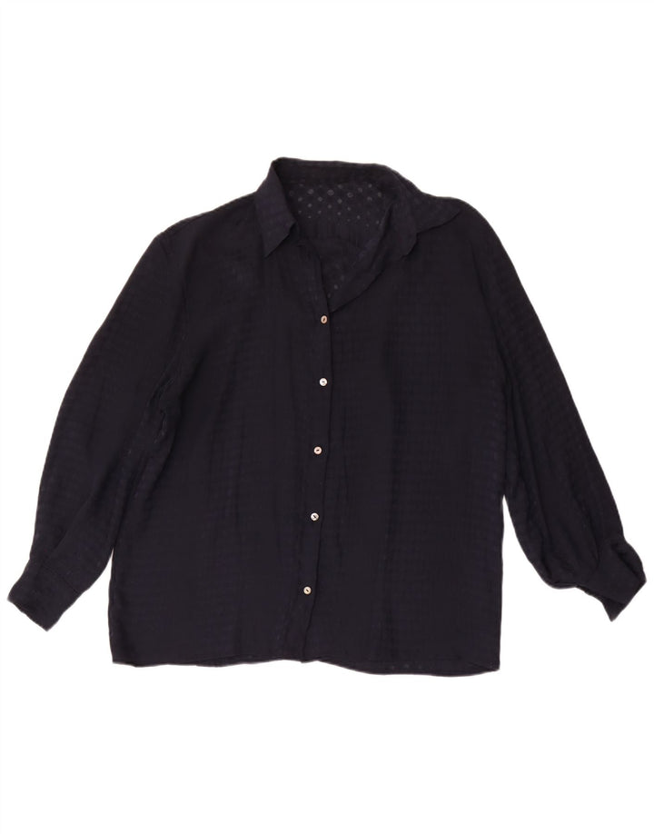 chemise femme vintage UK 16 Grand Bleu Marine Repéré