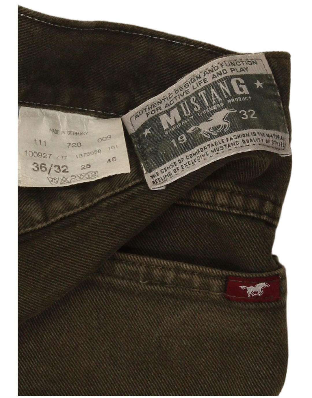 Mustang Jean droit homme W36 L32 vert coton