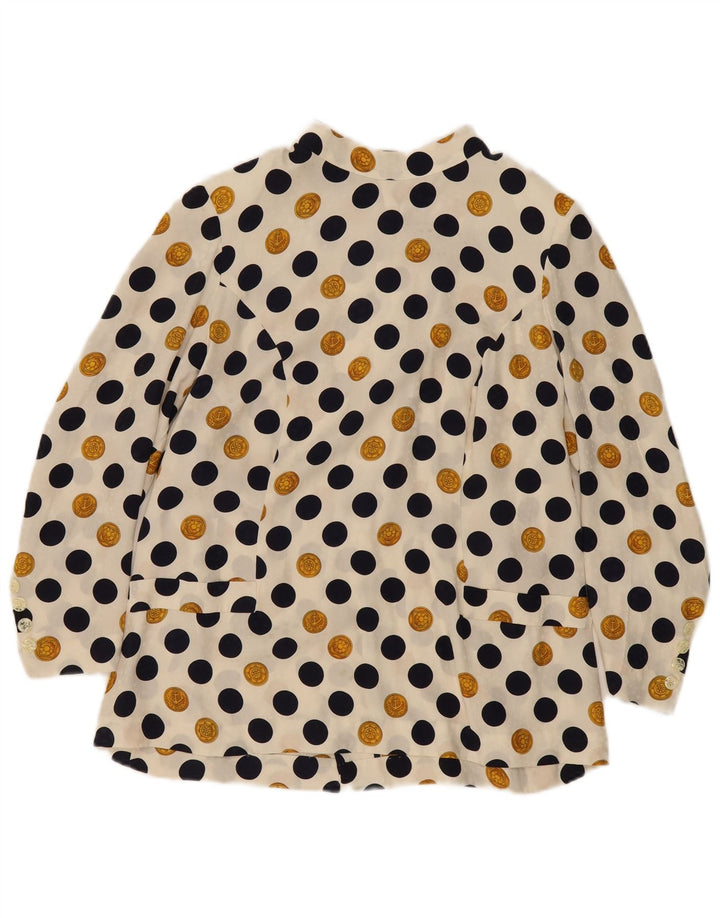 vintage Femme Blouse Top UK 16 Grand Pois Beige