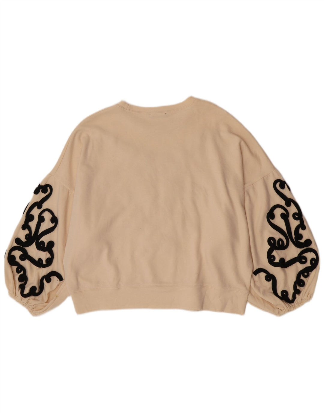 Zara Sweat-shirt court surdimensionné pour femme UK 10 Petit Beige