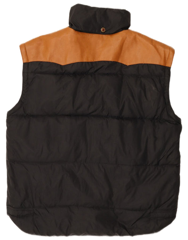 vintage Mens Gilet rembourré UK 42 XL Black Colourblock