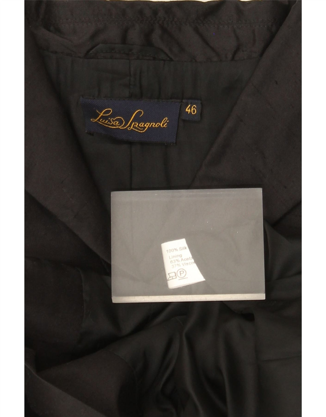 Luisa Spagnoli Veste Blazer 3 Boutons Femme IT 46 Grande Soie Noire
