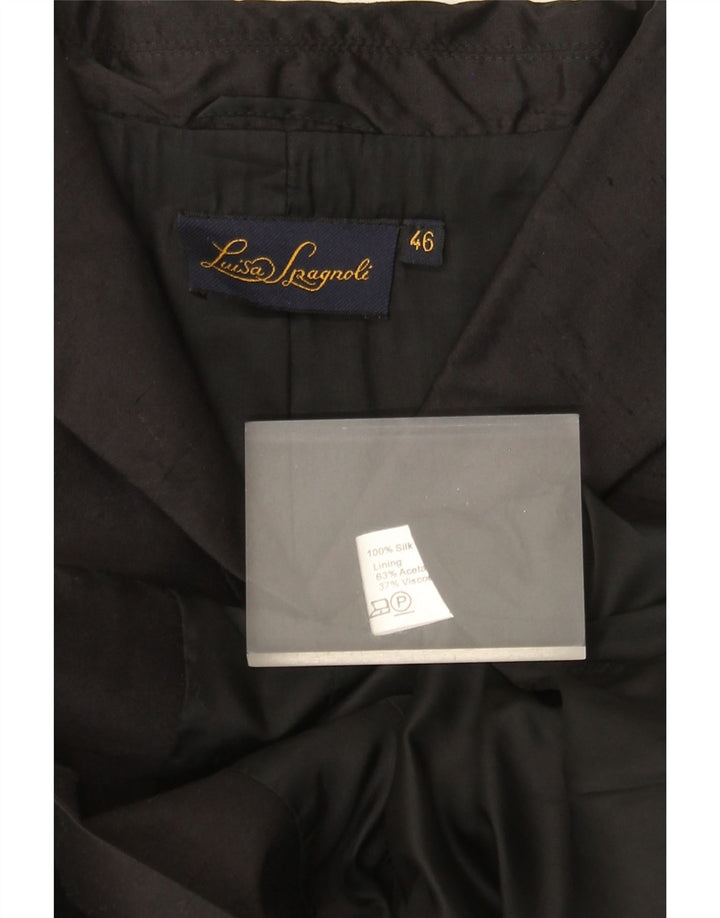 Luisa Spagnoli Veste Blazer 3 Boutons Femme IT 46 Grande Soie Noire