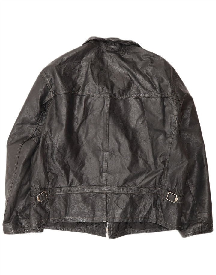 VINTAGE Veste en cuir homme IT 50 Grand cuir noir