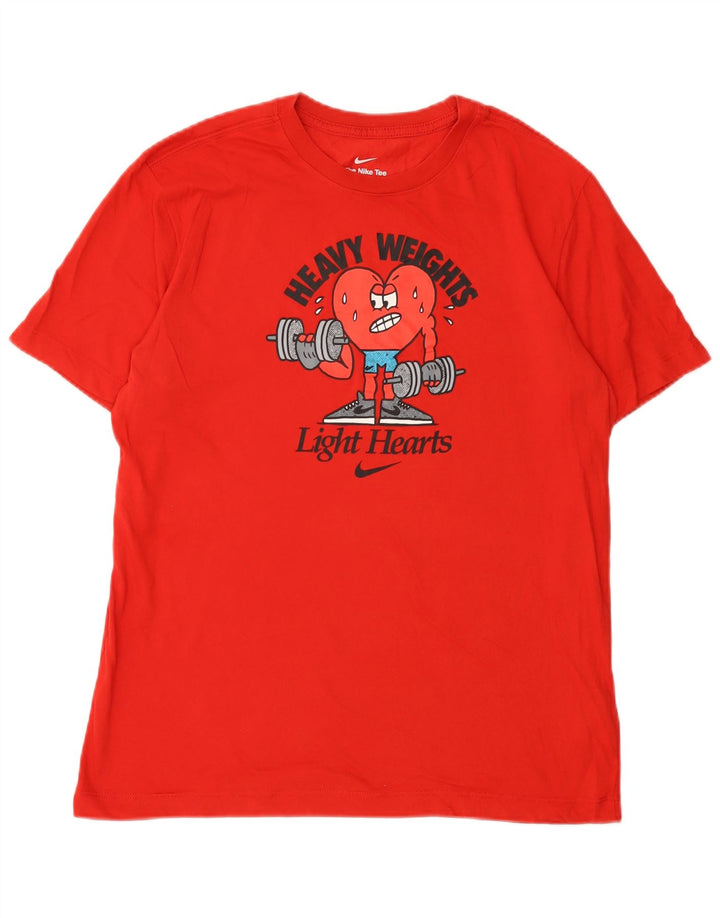 Nike Homme Dri Fit Graphic T-Shirt Haut Rouge Moyen Coton
