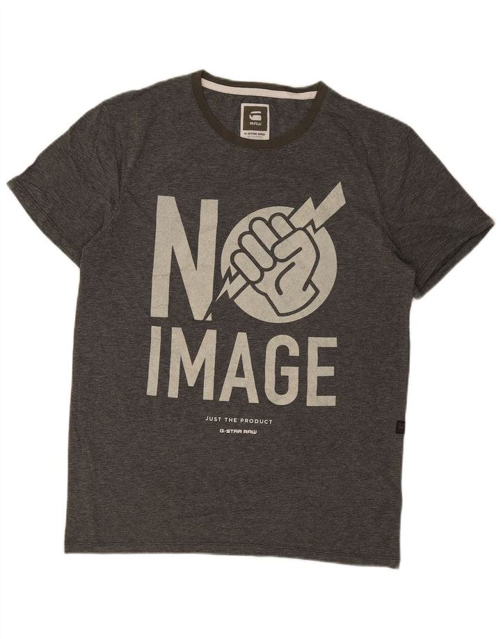 G-STAR Homme Graphic T-Shirt Top Large Gris Coton