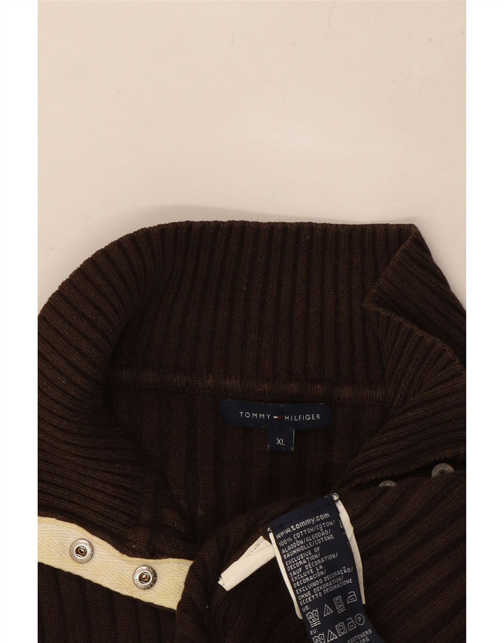 TOMMY HILFIGER Pull à col boutonné pour femme UK 18 XL Marron