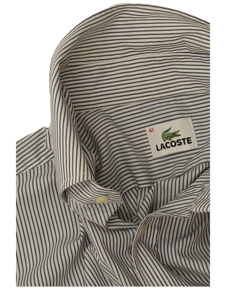 Lacoste Chemise à manches courtes pour hommes Taille 41 Grand coton à fines rayures grises