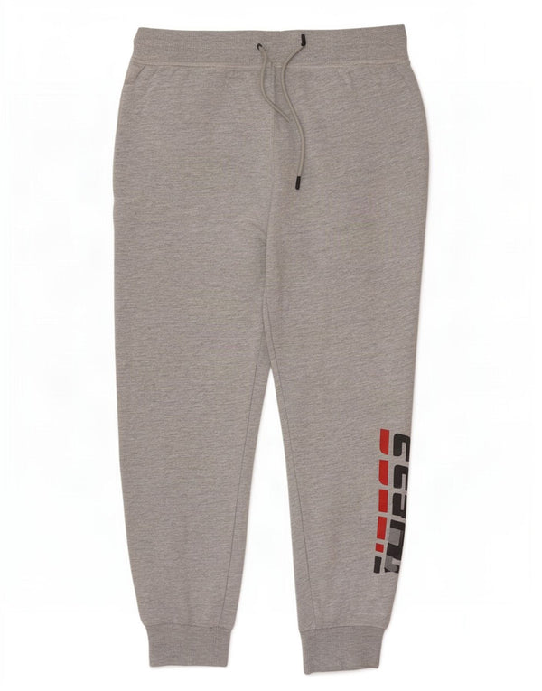 Guess Pantalon de Survêtement Graphique Joggers Homme Gris Moyen Chiné Coton