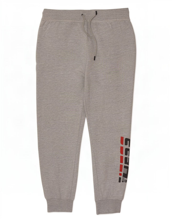 Guess Pantalon de Survêtement Graphique Joggers Homme Gris Moyen Chiné Coton