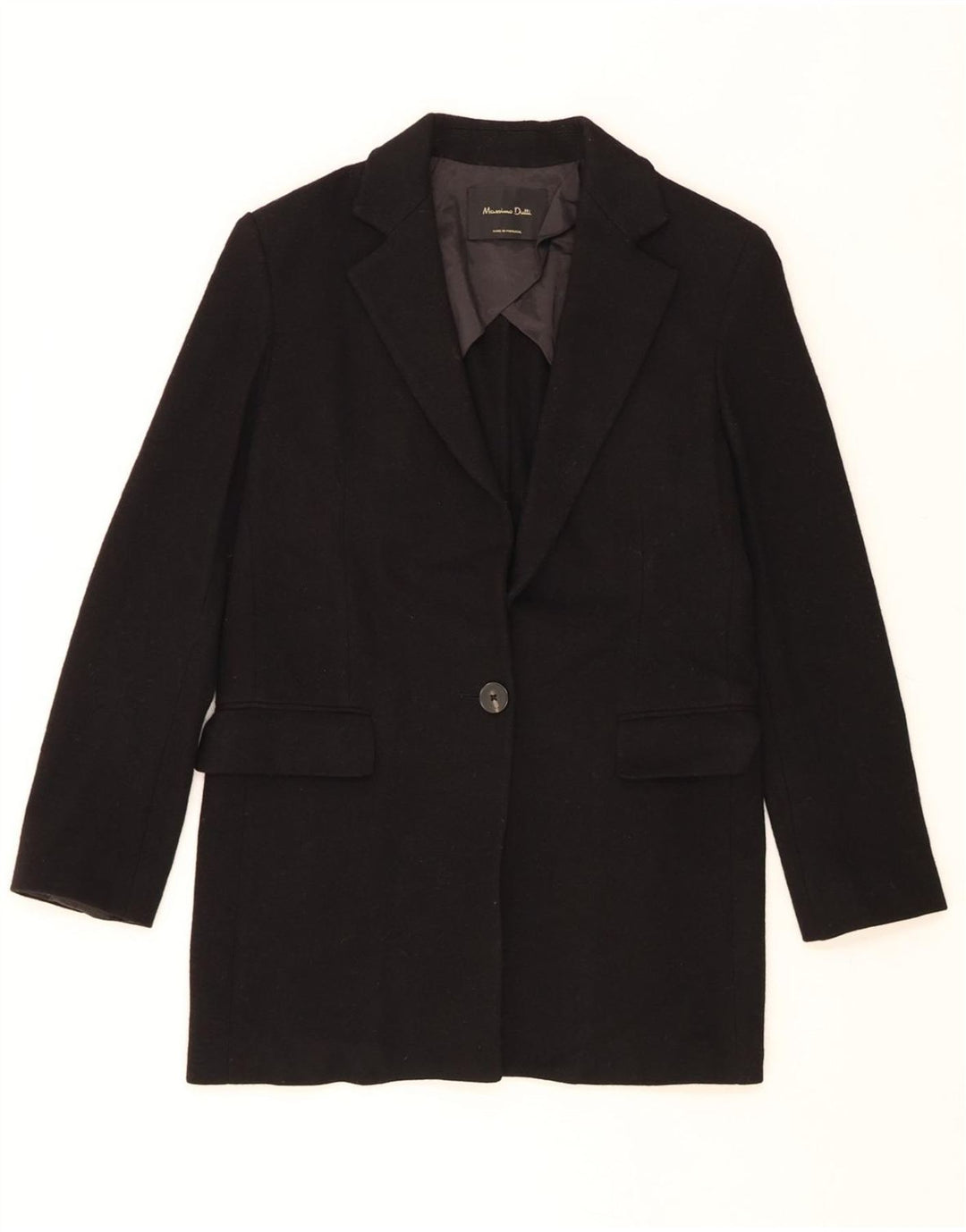 MASSIMO DUTTI Womens 1 Button Blazer Jacket EU 36 XS Black Wool Vintage Massimo Dutti and Second-Hand Massimo Dutti from Messina Hembry 