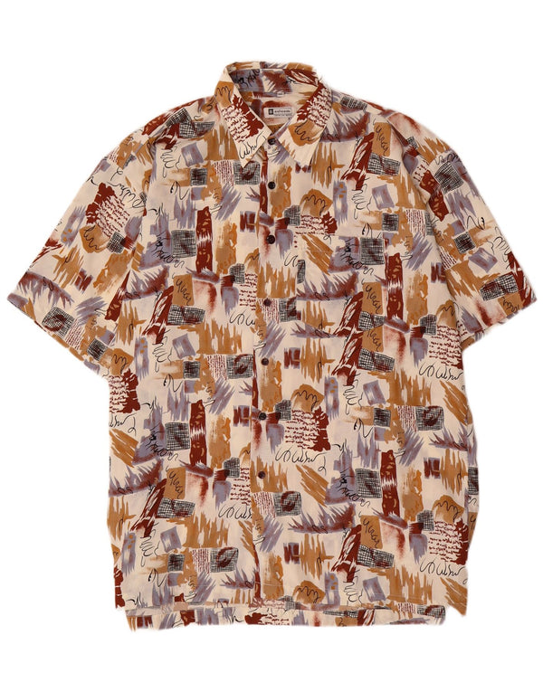 Chemise à motif abstrait vintage pour hommes 2XL Colourblock multicolore