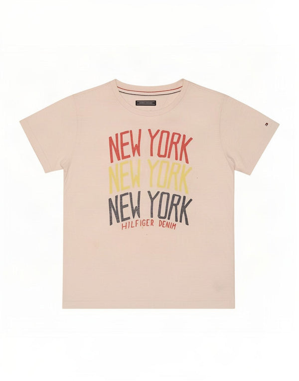 Tommy Hilfiger T-shirt graphique pour femme UK 12 en coton blanc moyen
