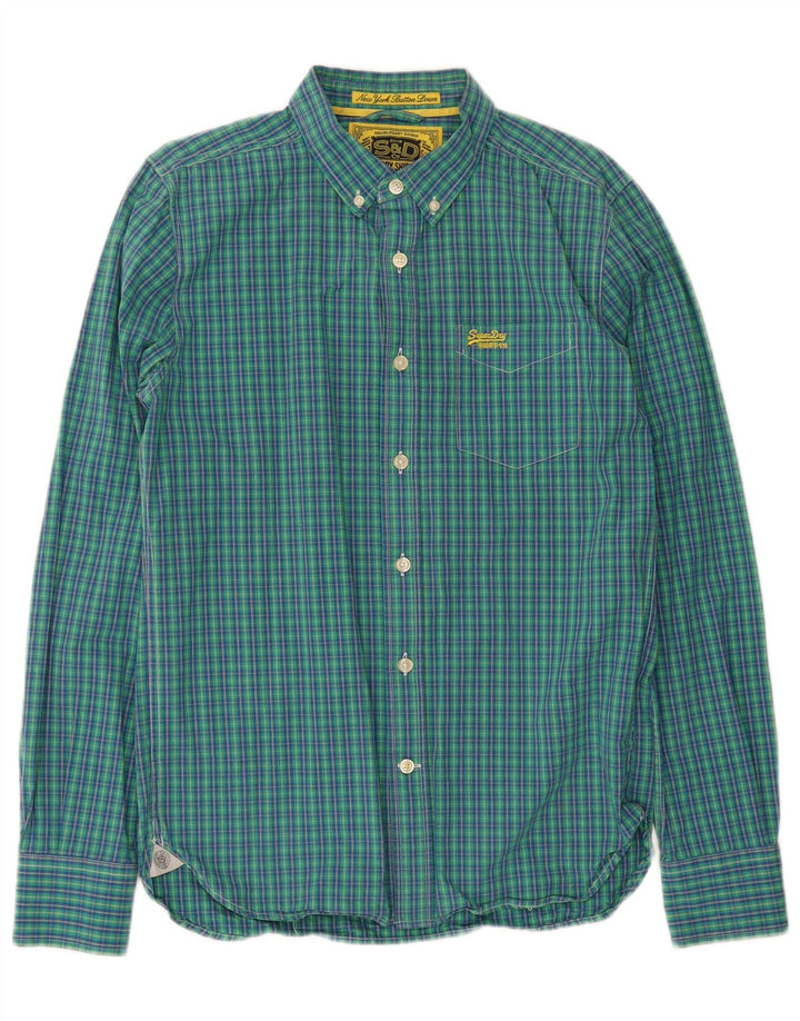 Superdry Chemise Homme Grand Carreau Bleu Coton