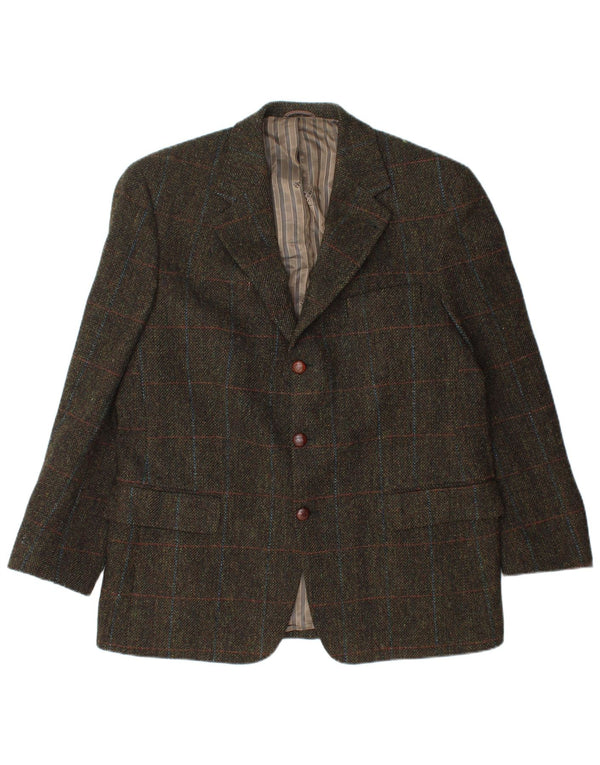 Mario Barutti Veste blazer à 3 boutons pour homme UK 46 3XL Kaki à carreaux en laine vierge