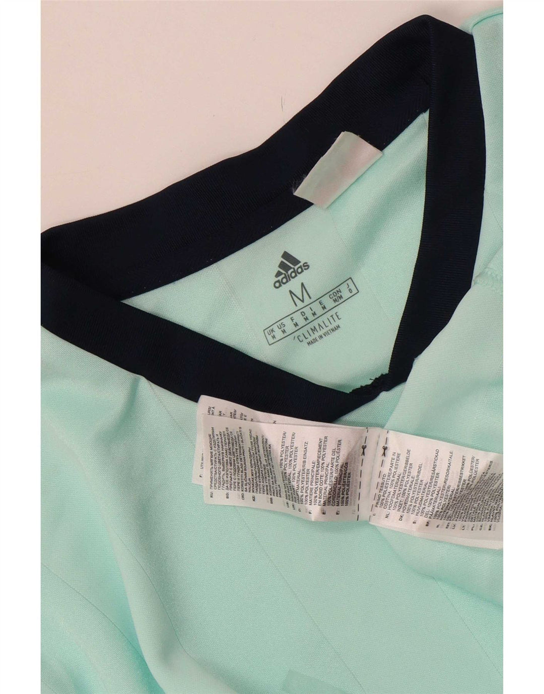 Adidas Hommes Climalite T-Shirt Haut Turquoise Rayé Polyester