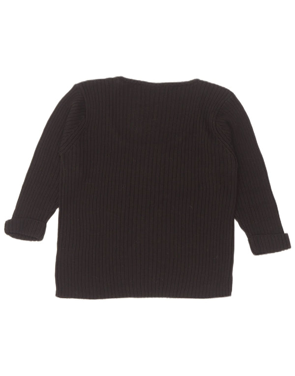 vintage Femmes 3/4 Manches Bateau Cou Jumper Pull UK 14/16 Grand Noir