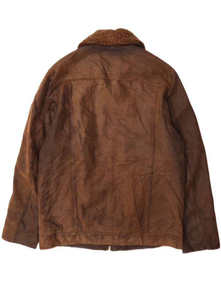 veste en cuir homme vintage UK 40 Grand cuir marron classique