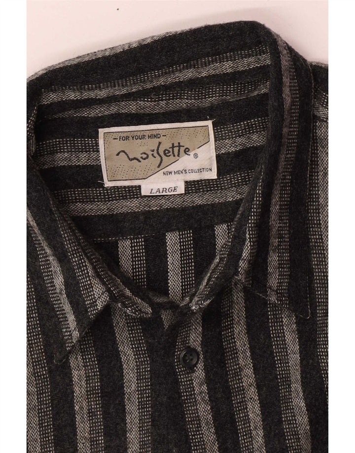 Chemise en flanelle homme vintage grande rayée noire