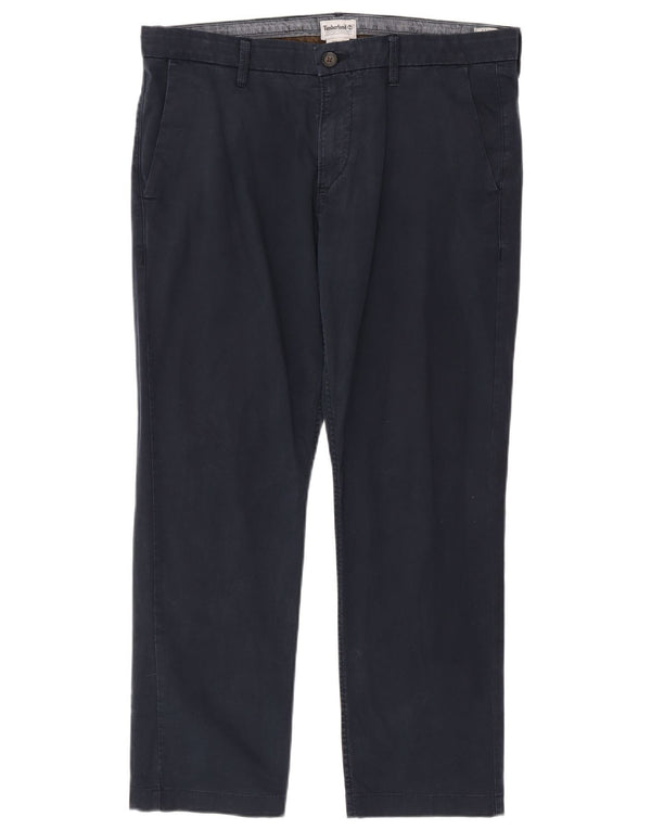 Timberland Mens Straight Chino Trousers W36 L28 Navy Blue Cotton