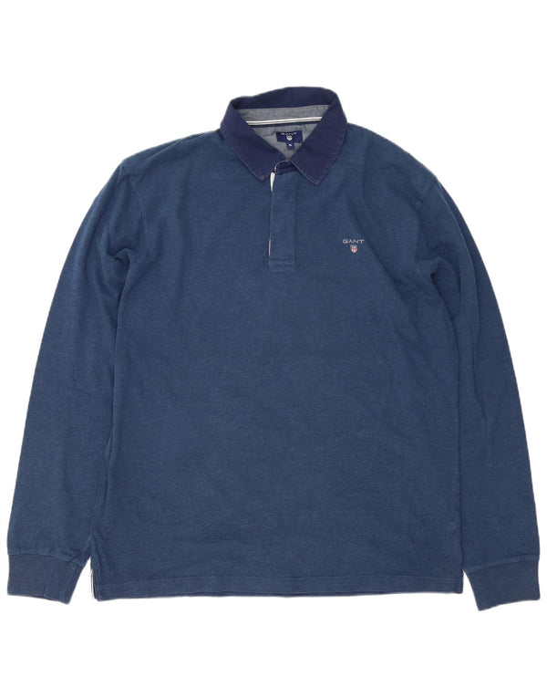 Gant Polo Rugby Manches Longues Homme XL Bleu Coton