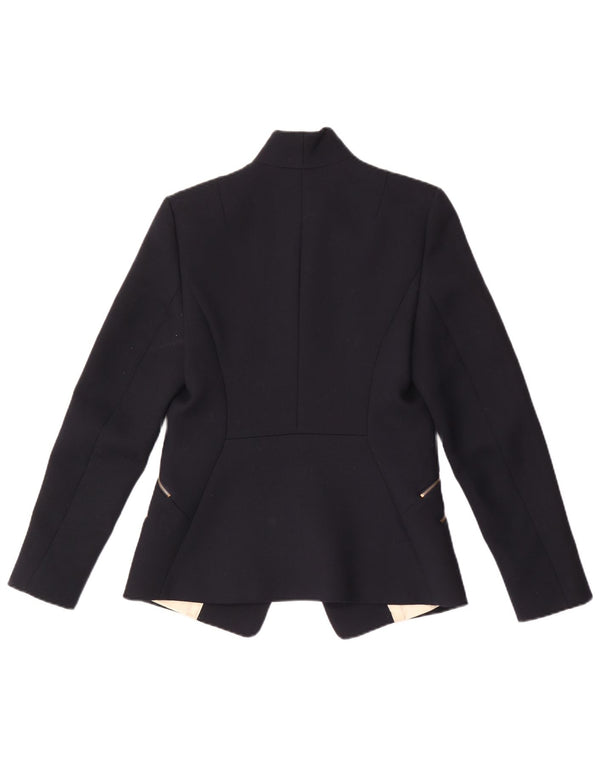 Reiss Veste Blazer 1 Bouton Femme UK 10 Petit Bleu Marine Polyester