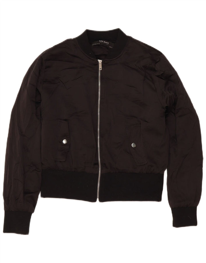 Zara Womens Bomber Jacket UK 14 Moyen Noir Polyester