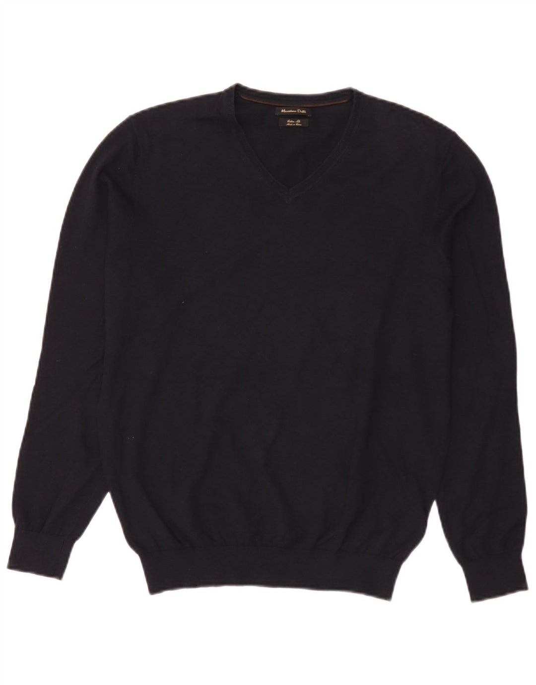 Massimo Dutti Pull col V Homme Bleu Marine Moyen Coton