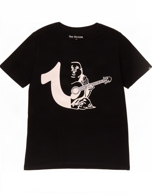 True Religion T-Shirt Graphique Homme Noir Moyen Coton