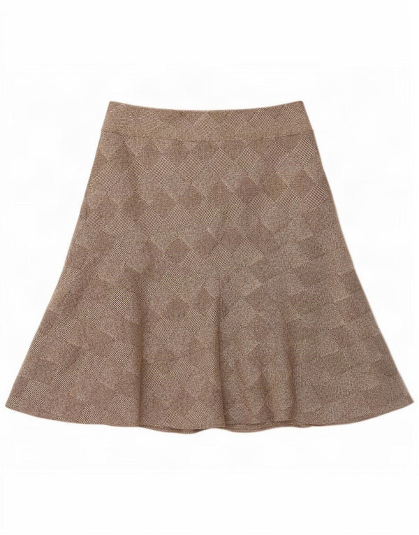 Kaliko Jupe portefeuille femme UK 18 XL W34 Laine géométrique marron