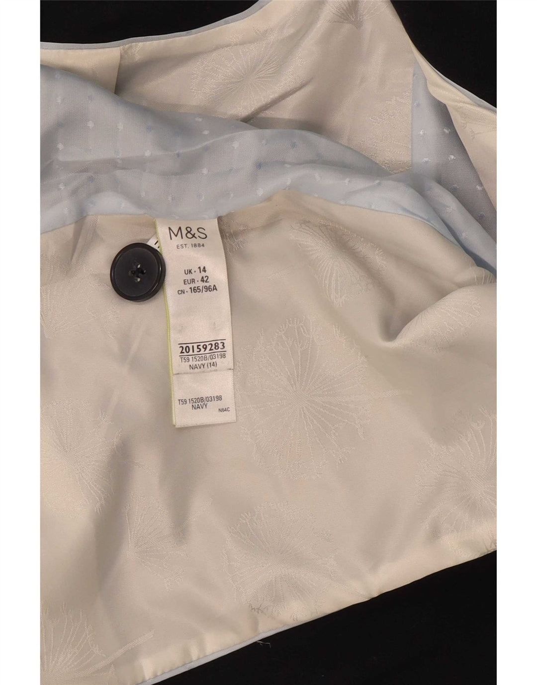 Marks & Spencer Veste blazer à 1 bouton pour femme UK 14 Large Bleu marine