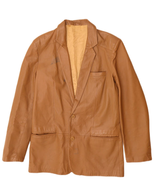 VINTAGE Veste blazer en cuir à 2 boutons pour homme IT 48 Cuir beige moyen