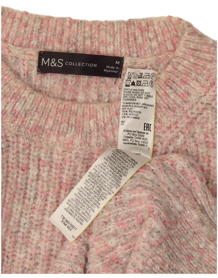 Marks & Spencer Pull à col rond pour femme UK 14 Rose moyen moucheté