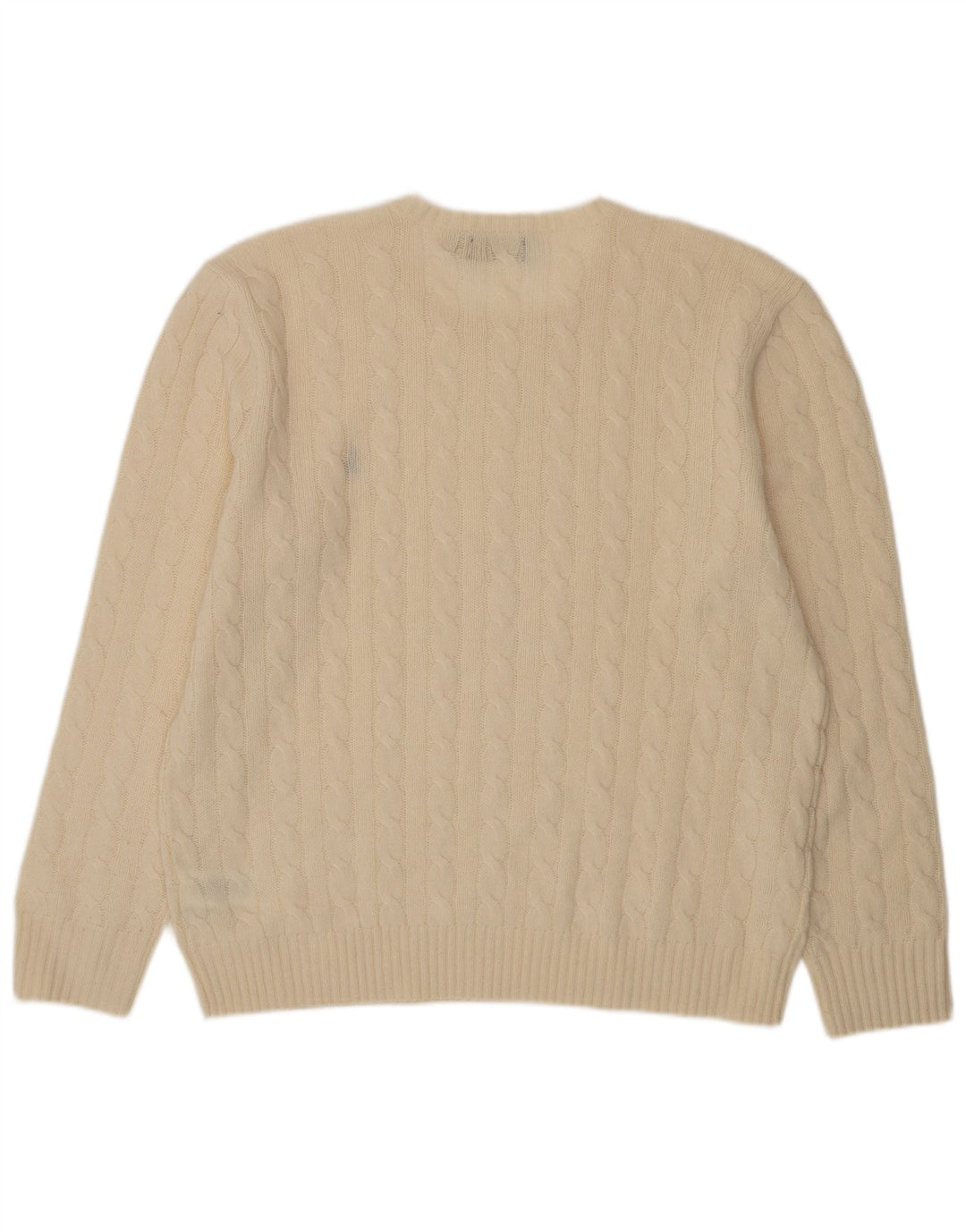 POLO RALPH LAUREN Pull ras du cou pour homme XL en laine blanc cassé