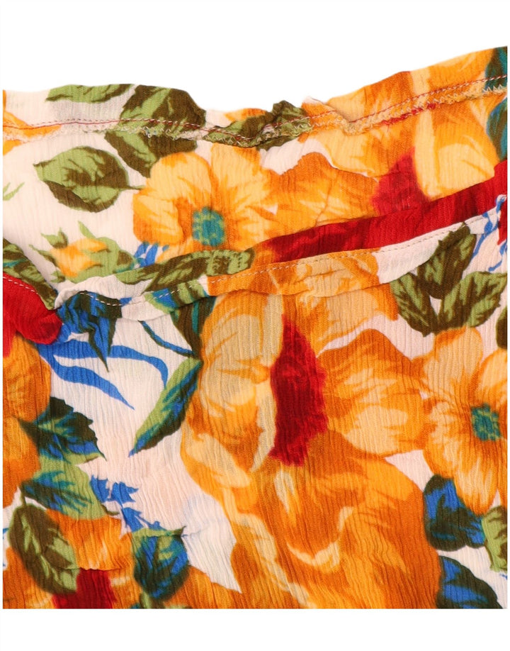 vintage Womens Blouse Top UK 16 Grand Floral Multicolore