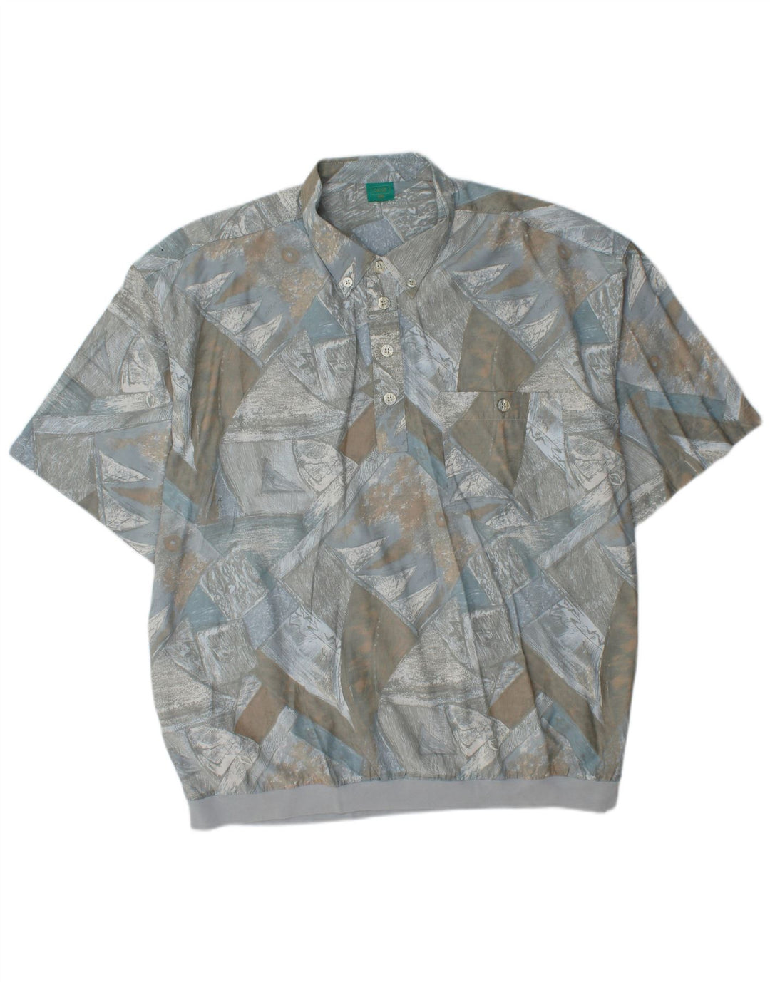 CANDA Chemise pull à manches courtes pour hommes à motif abstrait 2XL en viscose bleue