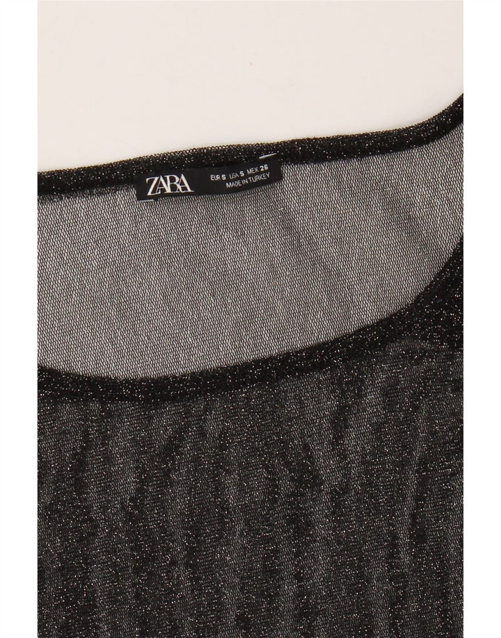 Zara Haut transparent surdimensionné à manches longues pour femme UK 10 Petit Noir