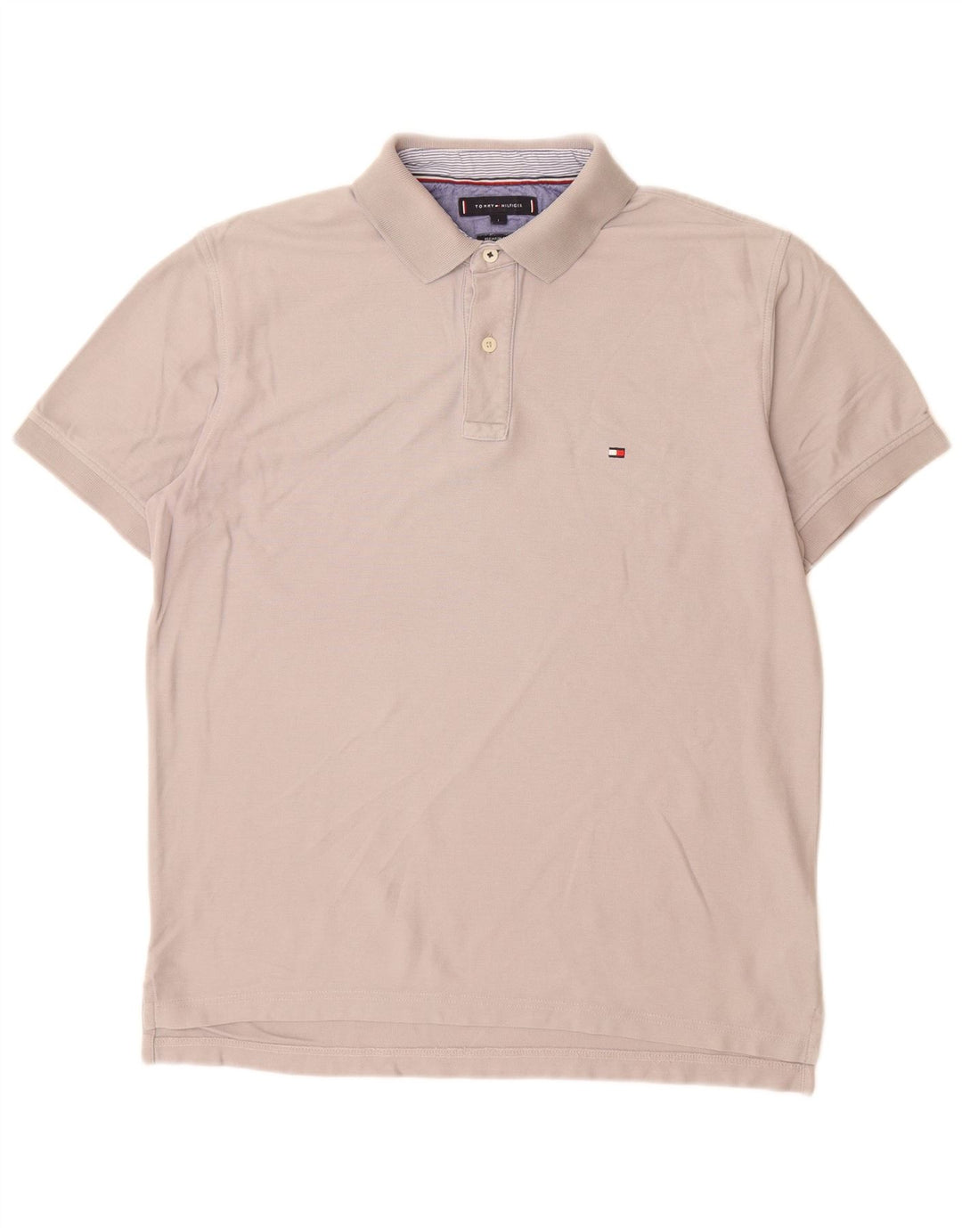 TOMMY HILFIGER Polo Regular Fit Homme Grand Gris Coton