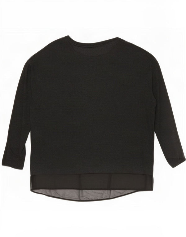 Zara Femme Haut Oversize Manches Longues UK 14 Medium Noir Viscose