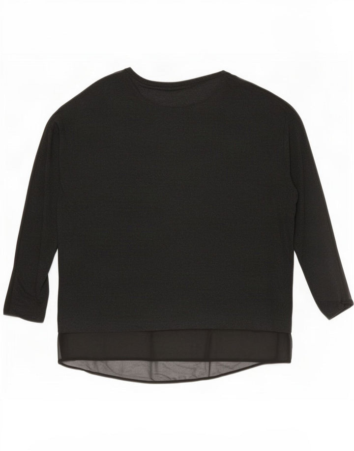 Zara Femme Haut Oversize Manches Longues UK 14 Medium Noir Viscose