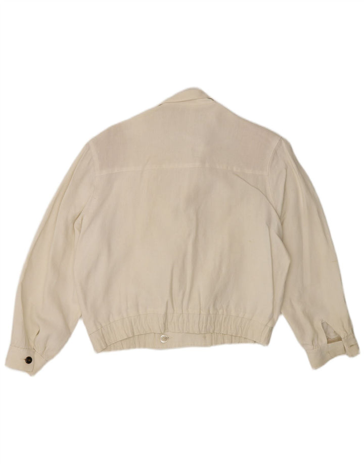 vintage Femme Double Breasted Blazer Veste EU 38 Moyen Off White
