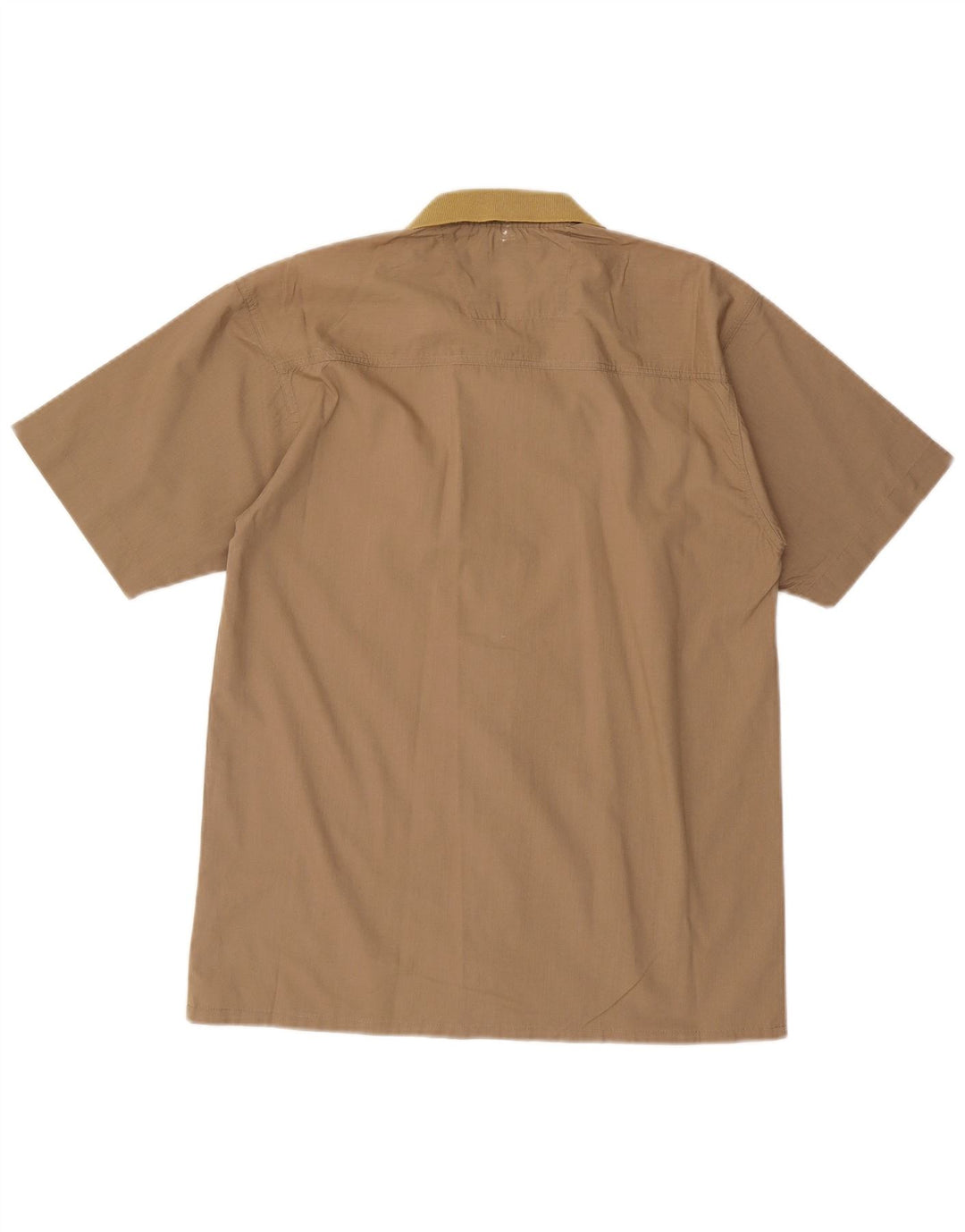 Chemise à manches courtes vintage pour hommes petit polyester beige