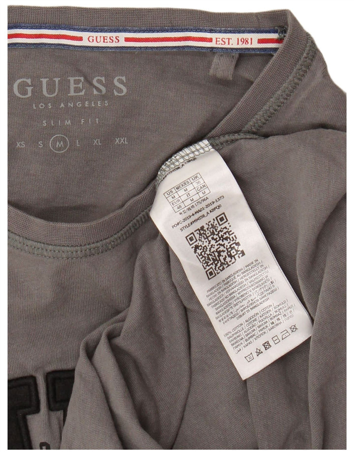 Guess T-Shirt Graphique Coupe Slim Homme Gris Moyen Coton