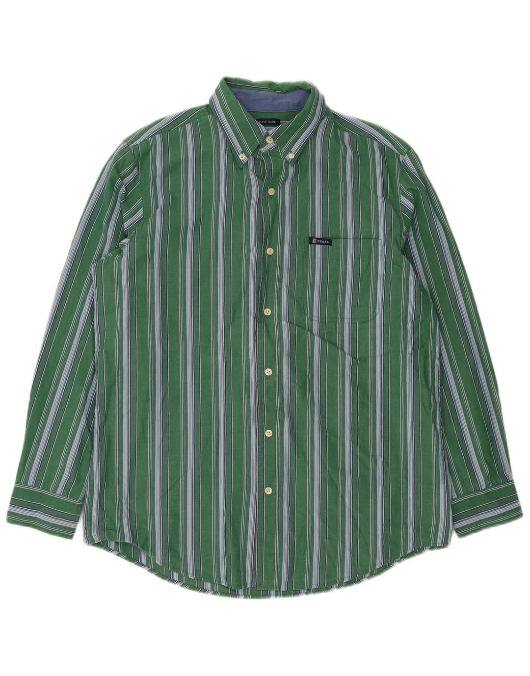 Chaps Chemise Homme Easy Care Coton Rayé Vert Moyen