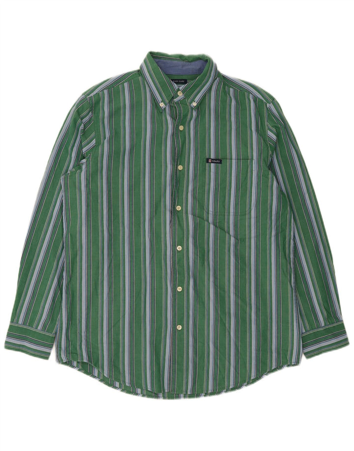 Chaps Chemise Homme Easy Care Coton Rayé Vert Moyen