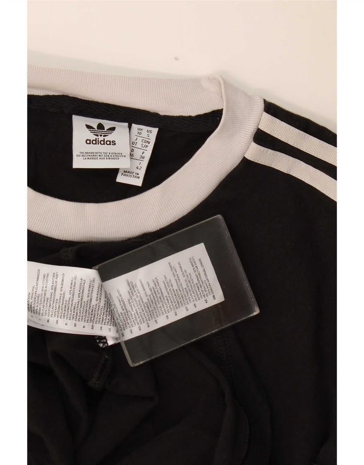 Adidas Haut à manches longues pour femme UK 10 Petit coton noir