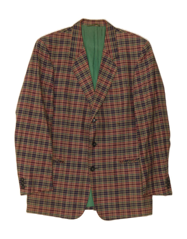 BROOKSFIELD Mens 3 Button Blazer Jacket UK 38 Medium Navy Blue Check