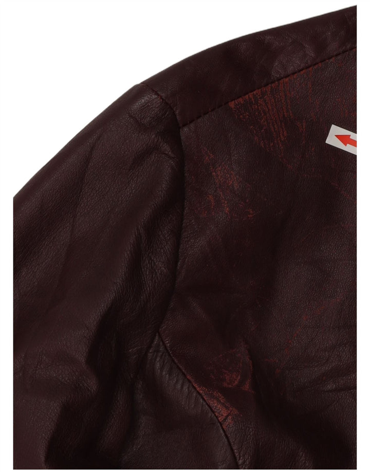 veste en cuir femme vintage UK 18 XL Cuir Bordeaux