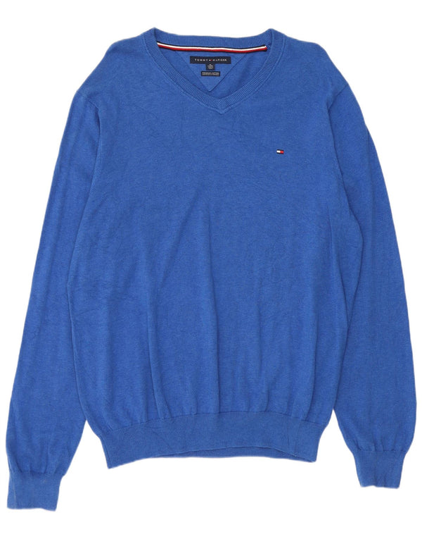 Tommy Hilfiger Pull col V Homme XL Bleu Coton